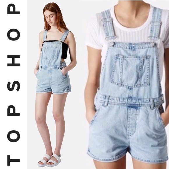 Topshop Denim - ❤️ TOPSHOP Moto Short Overalls Denim Jean Shorts 4
